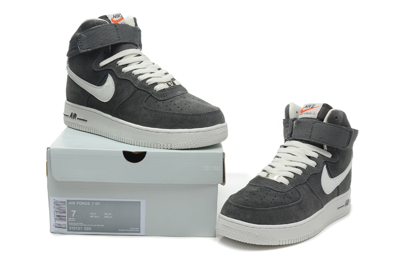 hommes noirs nike air force 1 grande fourrure gris chaussures nouveau (3)